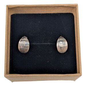 Sterling Sliver Earrings Small Distressed Oval S925